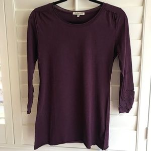 Burgundy Rushed Crew Neck T-Shirt